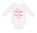 Long Sleeve Bodysuit Baby All Gods Grace in This Tiny Face Christian Jesus God