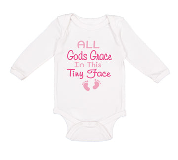 Long Sleeve Bodysuit Baby All Gods Grace in This Tiny Face Christian Jesus God