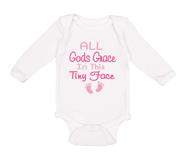 Long Sleeve Bodysuit Baby All Gods Grace in This Tiny Face Christian Jesus God - Cute Rascals