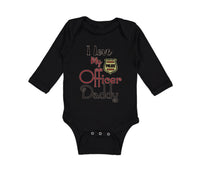 Long Sleeve Bodysuit Baby I Love My Police Officer Daddy Badge Dad Father's Day