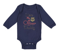 Long Sleeve Bodysuit Baby I Love My Police Officer Daddy Badge Dad Father's Day