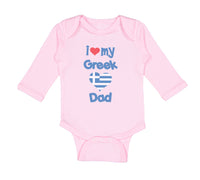 Long Sleeve Bodysuit Baby I Love My Greek Dad Boy & Girl Clothes Cotton
