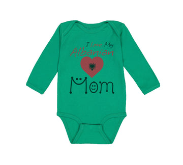 Long Sleeve Bodysuit Baby I Love My Albanian Mom Boy & Girl Clothes Cotton