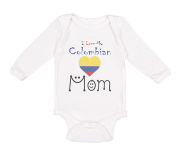 Long Sleeve Bodysuit Baby I Love My Colombian Mom Boy & Girl Clothes Cotton