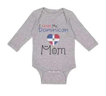 Long Sleeve Bodysuit Baby I Love My Dominican Mom Boy & Girl Clothes Cotton