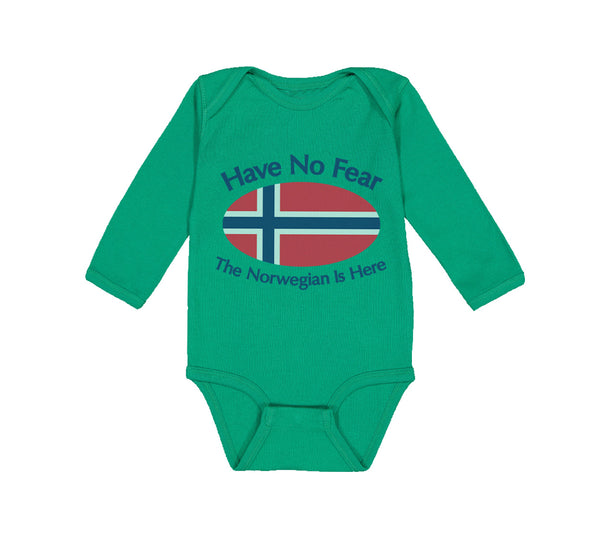 Long Sleeve Bodysuit Baby Have No Fear Norwegian Is Here Norway Norwegians - Cute Rascals