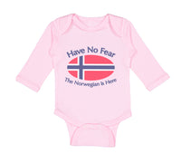 Long Sleeve Bodysuit Baby Have No Fear Norwegian Is Here Norway Norwegians - Cute Rascals