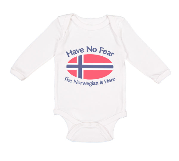 Long Sleeve Bodysuit Baby Have No Fear Norwegian Is Here Norway Norwegians - Cute Rascals