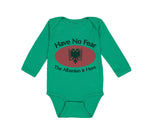 Long Sleeve Bodysuit Baby Have No Fear Albanian Is Here Albania Albanians Cotton - Cute Rascals