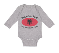 Long Sleeve Bodysuit Baby Have No Fear Albanian Is Here Albania Albanians Cotton - Cute Rascals