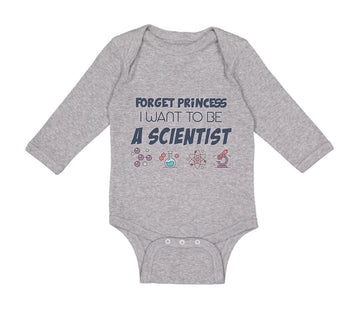 Long Sleeve Bodysuit Baby Forget Princess I Want to Be A Scientist Cotton