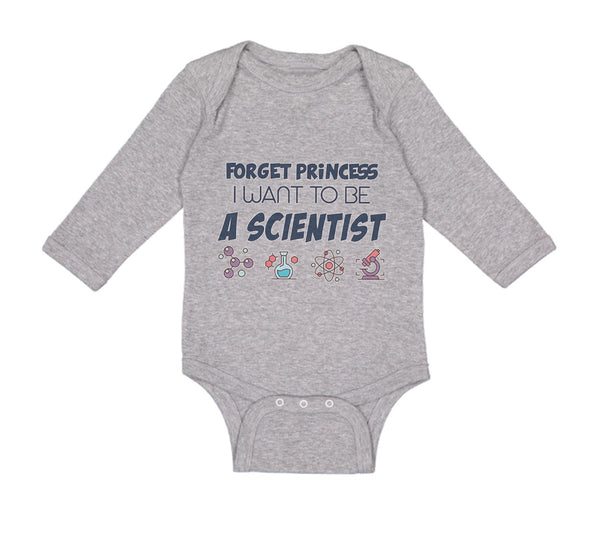 Long Sleeve Bodysuit Baby Forget Princess I Want to Be A Scientist Cotton - Cute Rascals