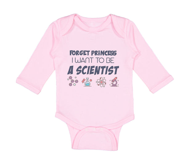 Long Sleeve Bodysuit Baby Forget Princess I Want to Be A Scientist Cotton - Cute Rascals