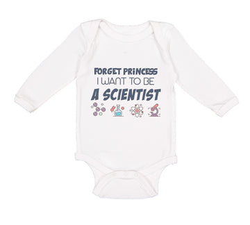 Long Sleeve Bodysuit Baby Forget Princess I Want to Be A Scientist Cotton