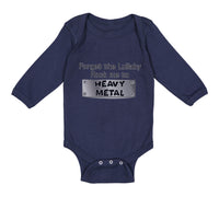 Long Sleeve Bodysuit Baby Forget The Lullaby Rock Me to Heavy Metal B Funny - Cute Rascals