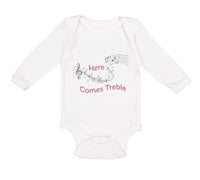 Long Sleeve Bodysuit Baby Here Comes Trouble Style A Funny Humor Cotton - Cute Rascals