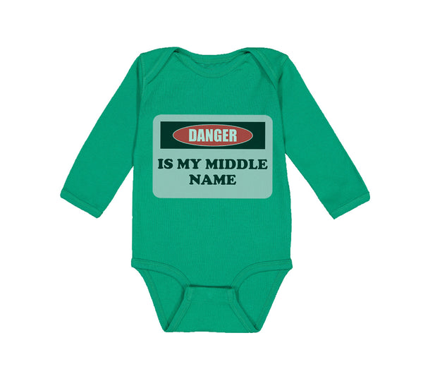 Long Sleeve Bodysuit Baby Danger Is My Middle Name Funny Humor Style B Cotton - Cute Rascals