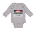 Long Sleeve Bodysuit Baby Danger Is My Middle Name Funny Humor Style B Cotton