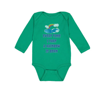 Long Sleeve Bodysuit Baby Every Time I Fart A Rainbow Is Born Funny Humor Cotton