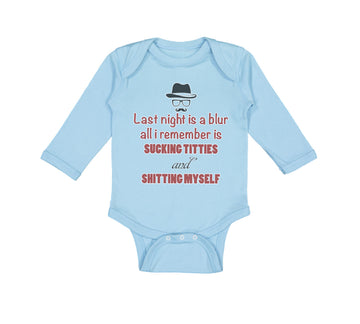 Long Sleeve Bodysuit Baby Night Blur Remember Sucking Titties Funny Cotton