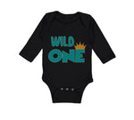 Long Sleeve Bodysuit Baby Wild 1 Year Old First Birthday Funny Humor Style E