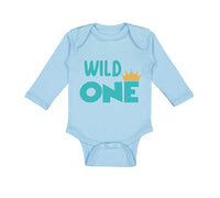 Long Sleeve Bodysuit Baby Wild 1 Year Old First Birthday Funny Humor Style E