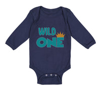 Long Sleeve Bodysuit Baby Wild 1 Year Old First Birthday Funny Humor Style E
