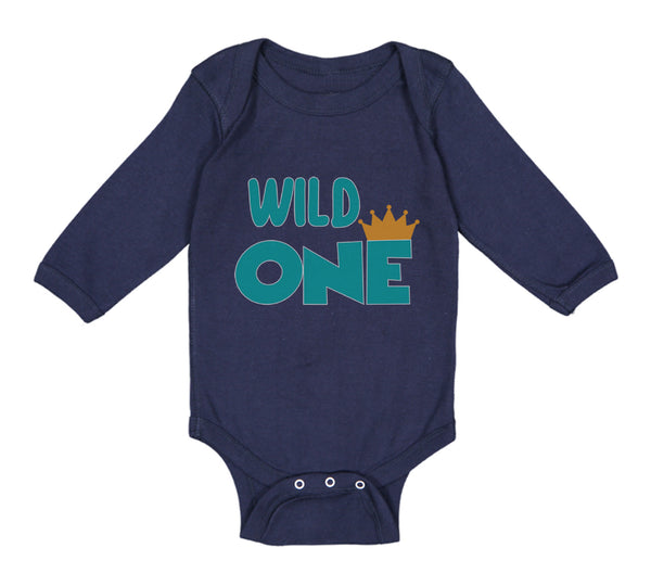 Long Sleeve Bodysuit Baby Wild 1 Year Old First Birthday Funny Humor Style E