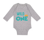 Long Sleeve Bodysuit Baby Wild 1 Year Old First Birthday Funny Humor Style E