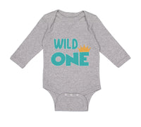 Long Sleeve Bodysuit Baby Wild 1 Year Old First Birthday Funny Humor Style E