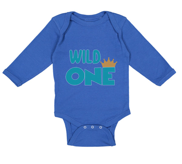 Long Sleeve Bodysuit Baby Wild 1 Year Old First Birthday Funny Humor Style E