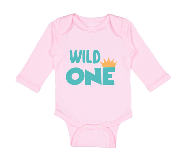 Long Sleeve Bodysuit Baby Wild 1 Year Old First Birthday Funny Humor Style E