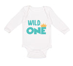 Long Sleeve Bodysuit Baby Wild 1 Year Old First Birthday Funny Humor Style E