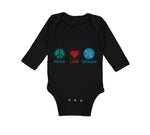 Long Sleeve Bodysuit Baby Peace Love Geology Teacher School Education Cotton