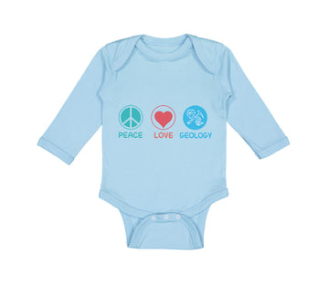 Long Sleeve Bodysuit Baby Peace Love Geology Teacher School Education Cotton