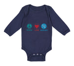 Long Sleeve Bodysuit Baby Peace Love Geology Teacher School Education Cotton
