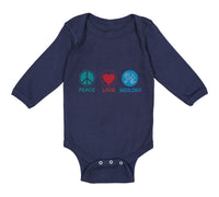 Long Sleeve Bodysuit Baby Peace Love Geology Teacher School Education Cotton