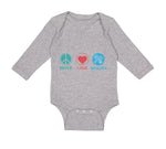 Long Sleeve Bodysuit Baby Peace Love Geology Teacher School Education Cotton