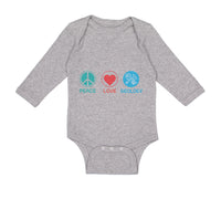 Long Sleeve Bodysuit Baby Peace Love Geology Teacher School Education Cotton