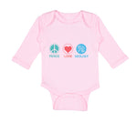 Long Sleeve Bodysuit Baby Peace Love Geology Teacher School Education Cotton
