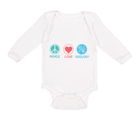 Long Sleeve Bodysuit Baby Peace Love Geology Teacher School Education Cotton