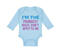 Long Sleeve Bodysuit Baby I'M The Youngest Rules Don'T Apply to Me Funny Humor