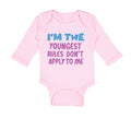 Long Sleeve Bodysuit Baby I'M The Youngest Rules Don'T Apply to Me Funny Humor