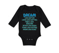 Long Sleeve Bodysuit Baby Dream like Martin Lead Harriet Fight Malcom Cotton