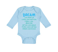 Long Sleeve Bodysuit Baby Dream like Martin Lead Harriet Fight Malcom Cotton - Cute Rascals