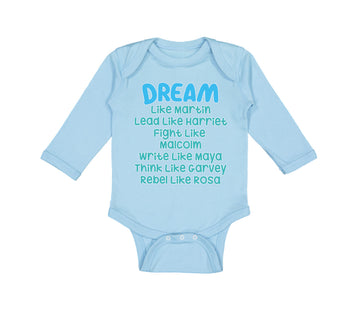 Long Sleeve Bodysuit Baby Dream like Martin Lead Harriet Fight Malcom Cotton