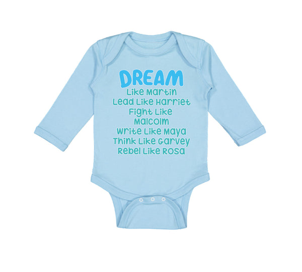 Long Sleeve Bodysuit Baby Dream like Martin Lead Harriet Fight Malcom Cotton - Cute Rascals