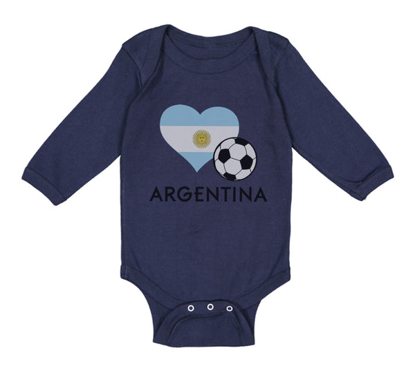 Long Sleeve Bodysuit Baby Argentinian Soccer Argentina Football Cotton - Cute Rascals