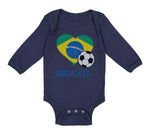 Long Sleeve Bodysuit Baby Brazilian Soccer Brazil Football Football Cotton - Cute Rascals