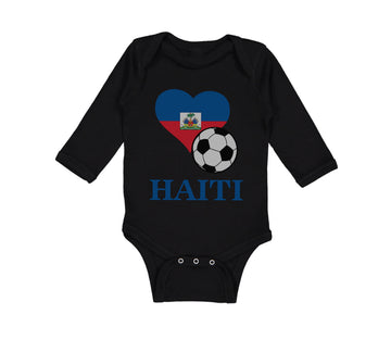Long Sleeve Bodysuit Baby Haitian Soccer Haiti Football Football Cotton